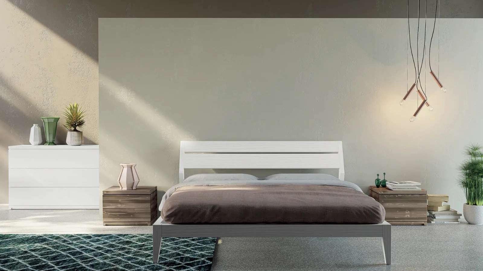 Letto con testiera in legno laccato Sonny 1690 di Fratelli Mirandola