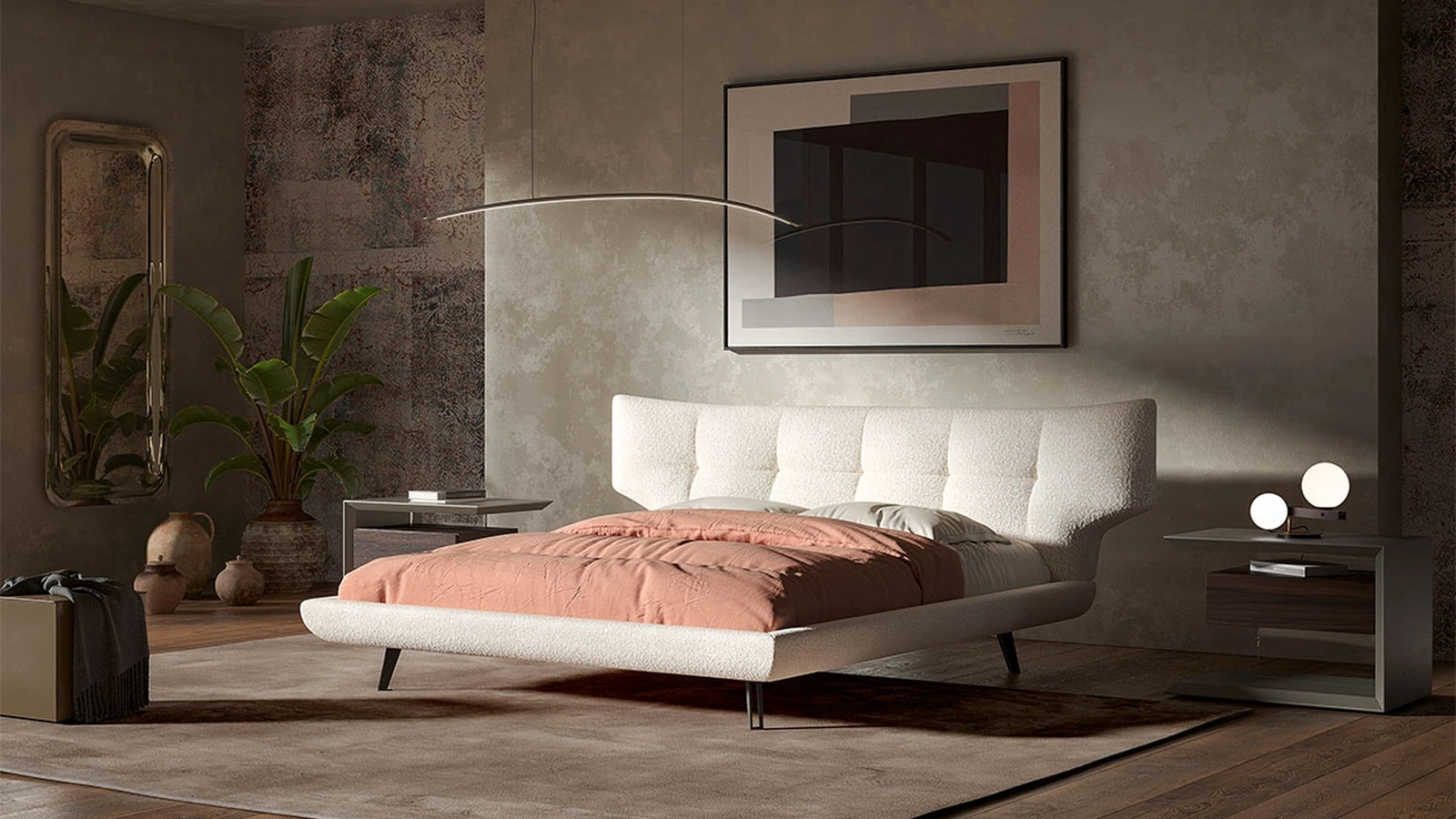 Letto in tessuto imbottito Thomas di Cattelan Italia