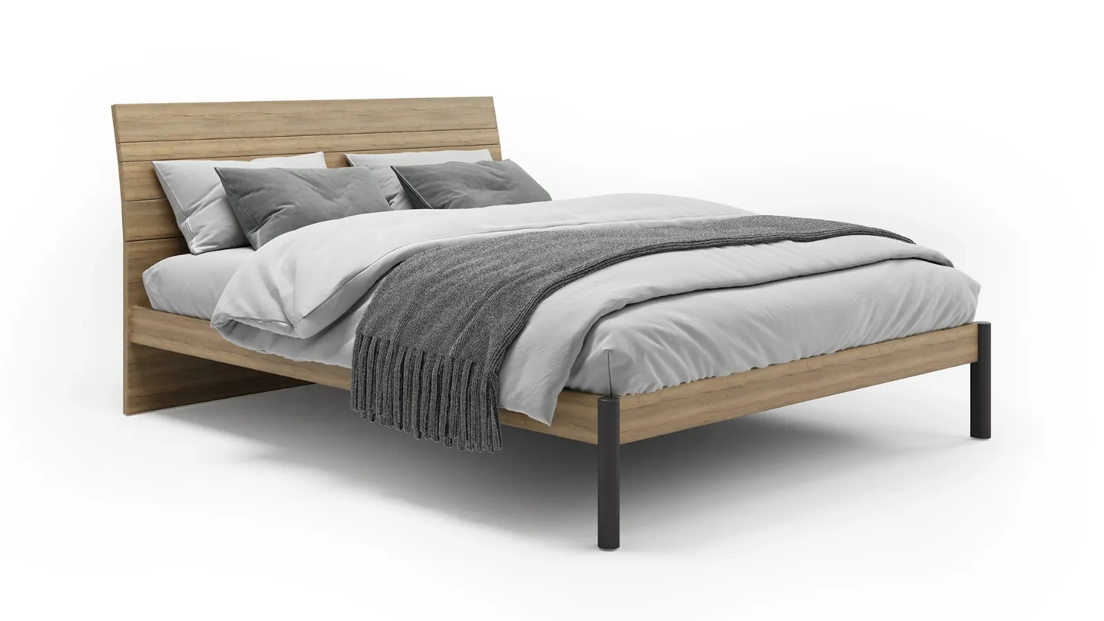 Letto matrimoniale in nobilitato effetto legno con testiera Trendy di Dielle Modus