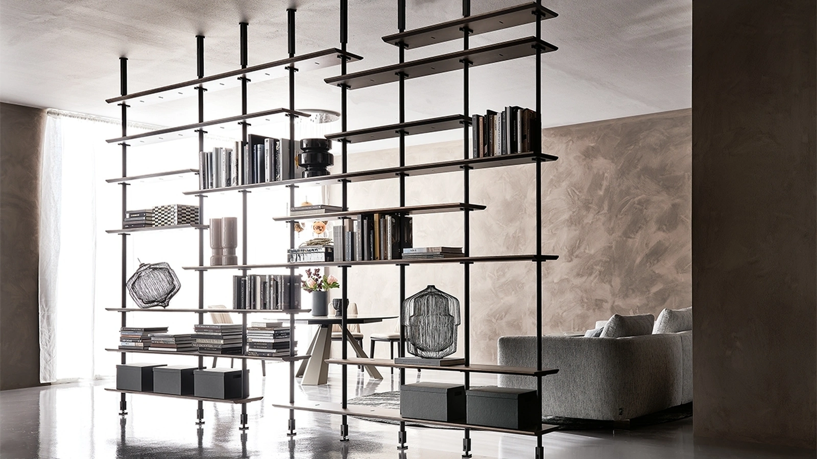 Libreria divisoria in acciaio e legno Airport di Cattelan Italia