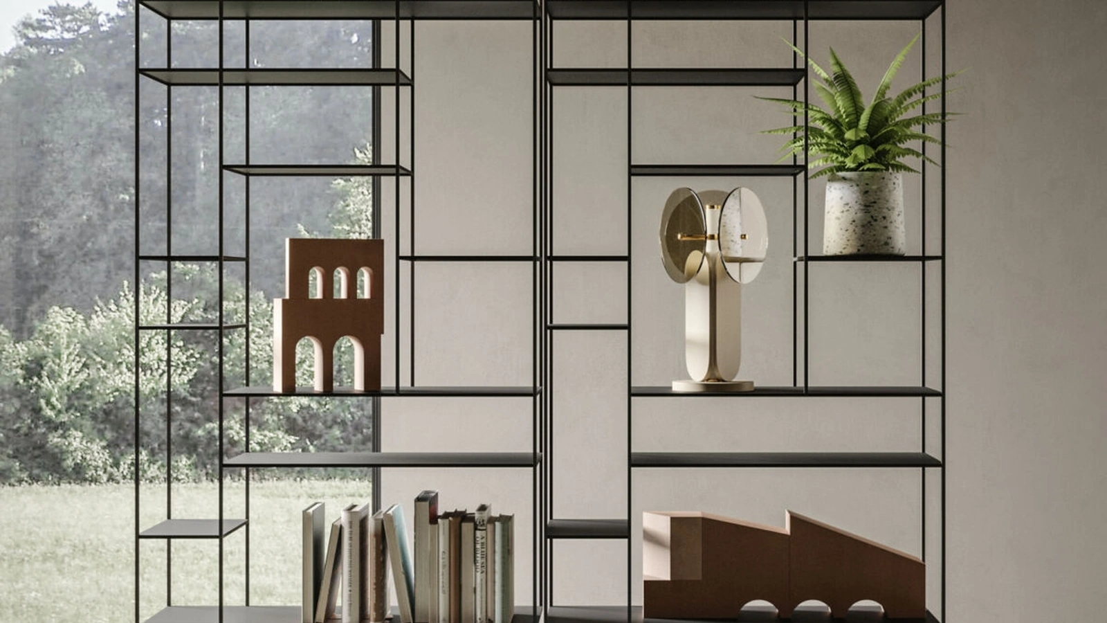 Libreria sospesa Levia Air di Ronda Design