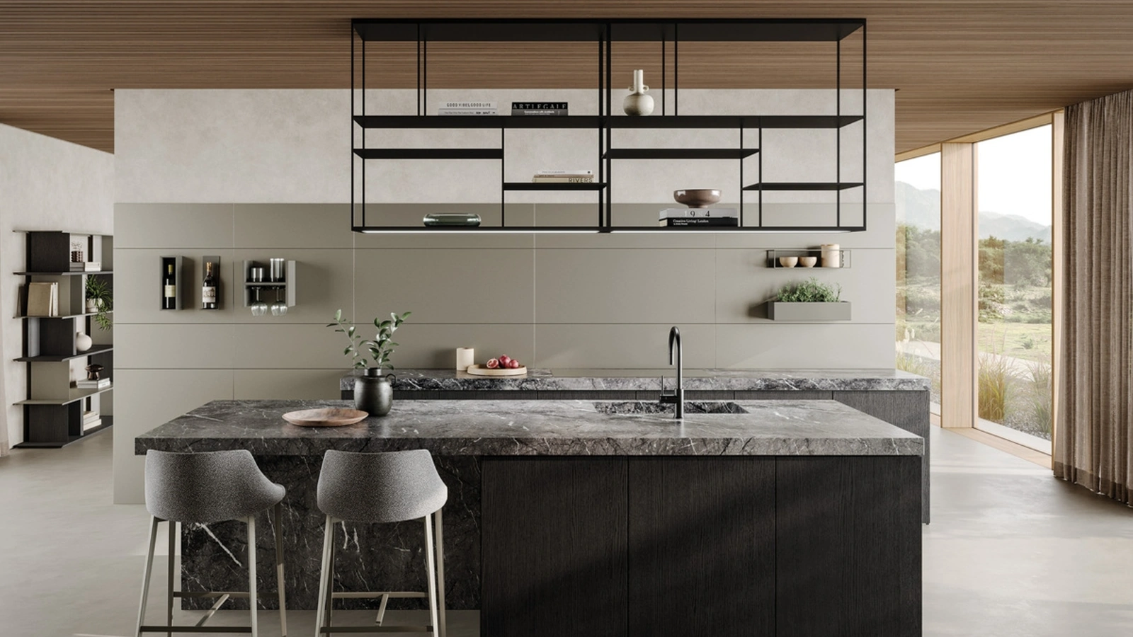 Libreria sospesa Levia Kitchen in metallo verniciato di Ronda Design