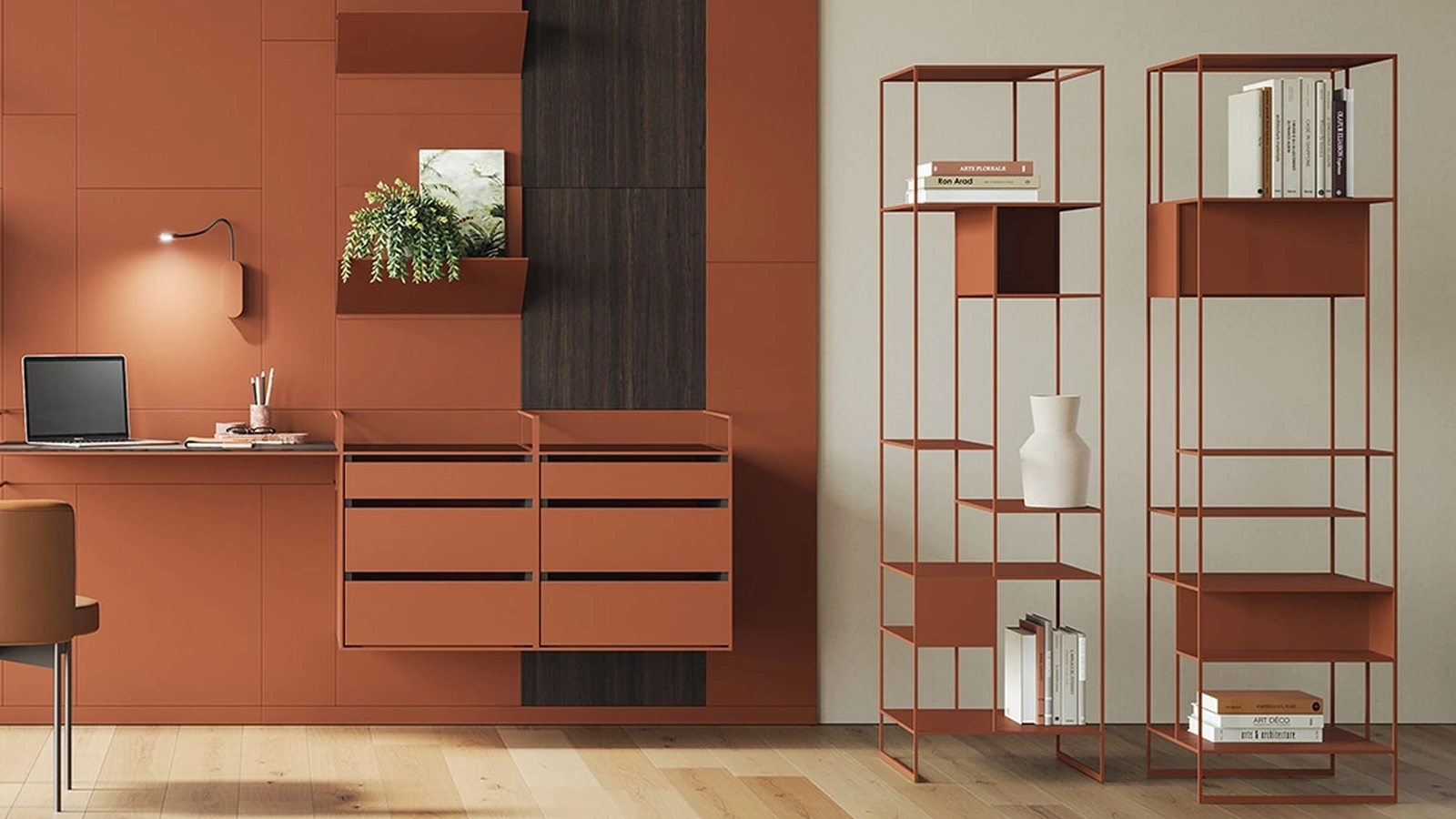 Libreria freestanding Levia Stand in metallo verniciato di Ronda Design