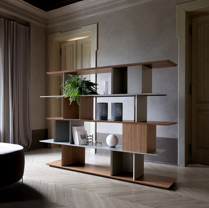 Libreria divisoria componibile magnetica in legno e metallo verniciato Libera 45 di Ronda Design