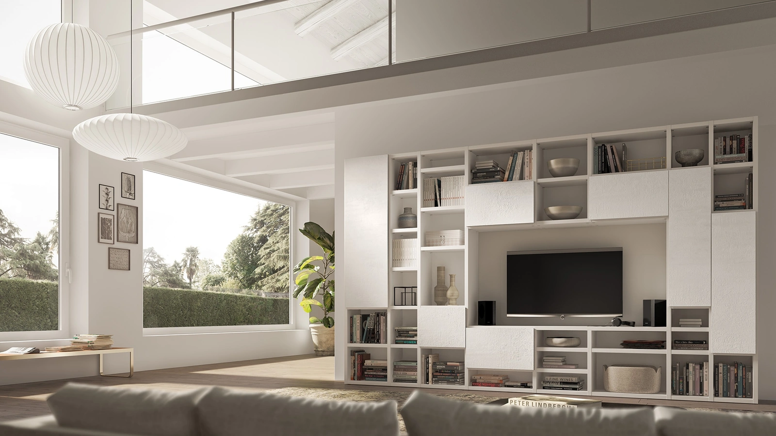 Libreria GF5050 finitura Calce Bianca di Abitare Mobilstella