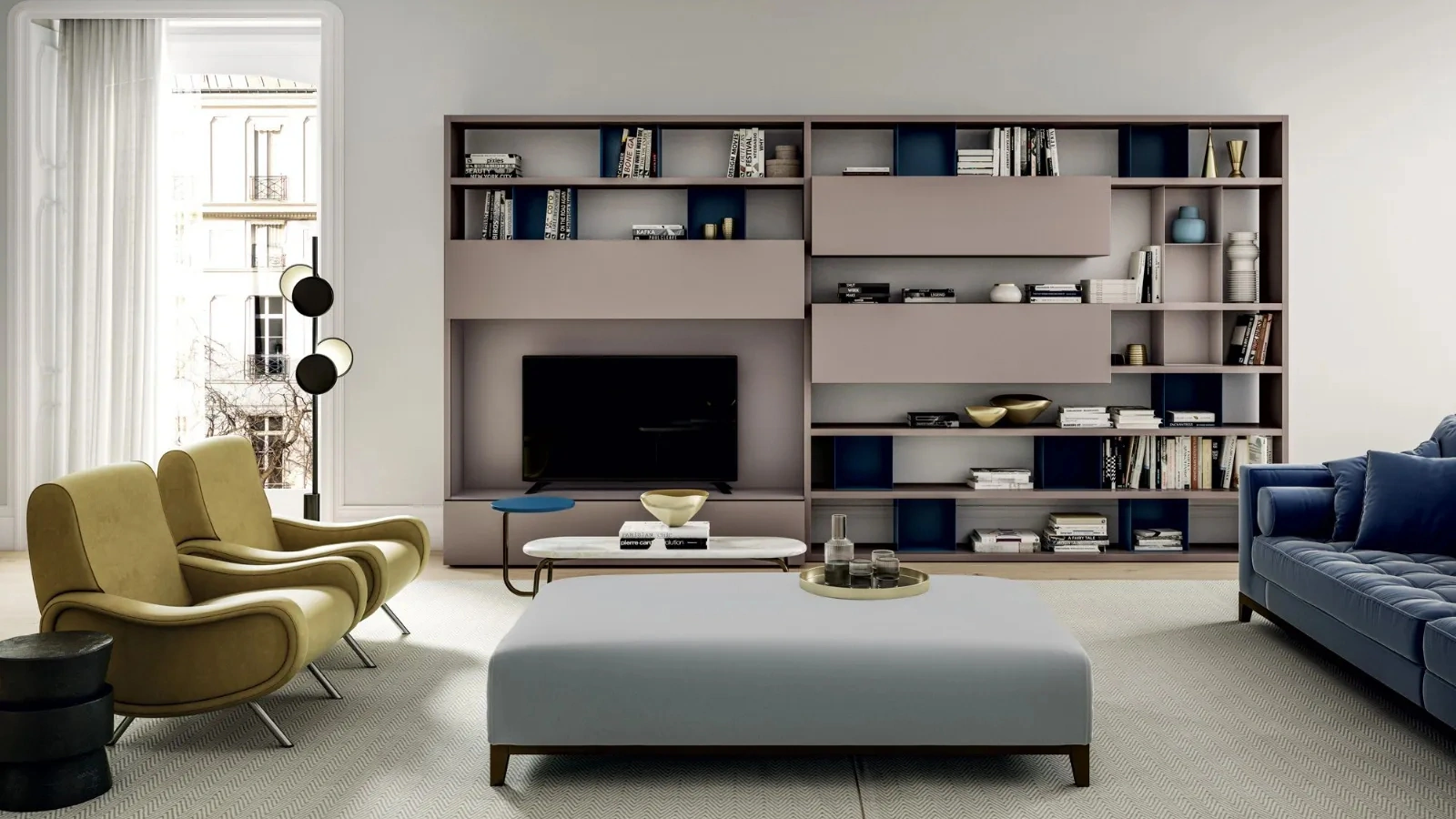 Libreria MOOD 08 in laccato opaco Duna di Dielle Modus