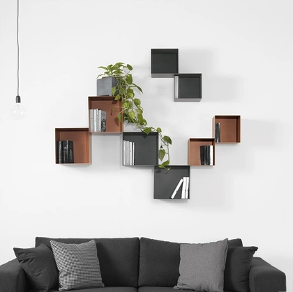 Libreria componibile realizzata in acciaio verniciato Twin di Pezzani