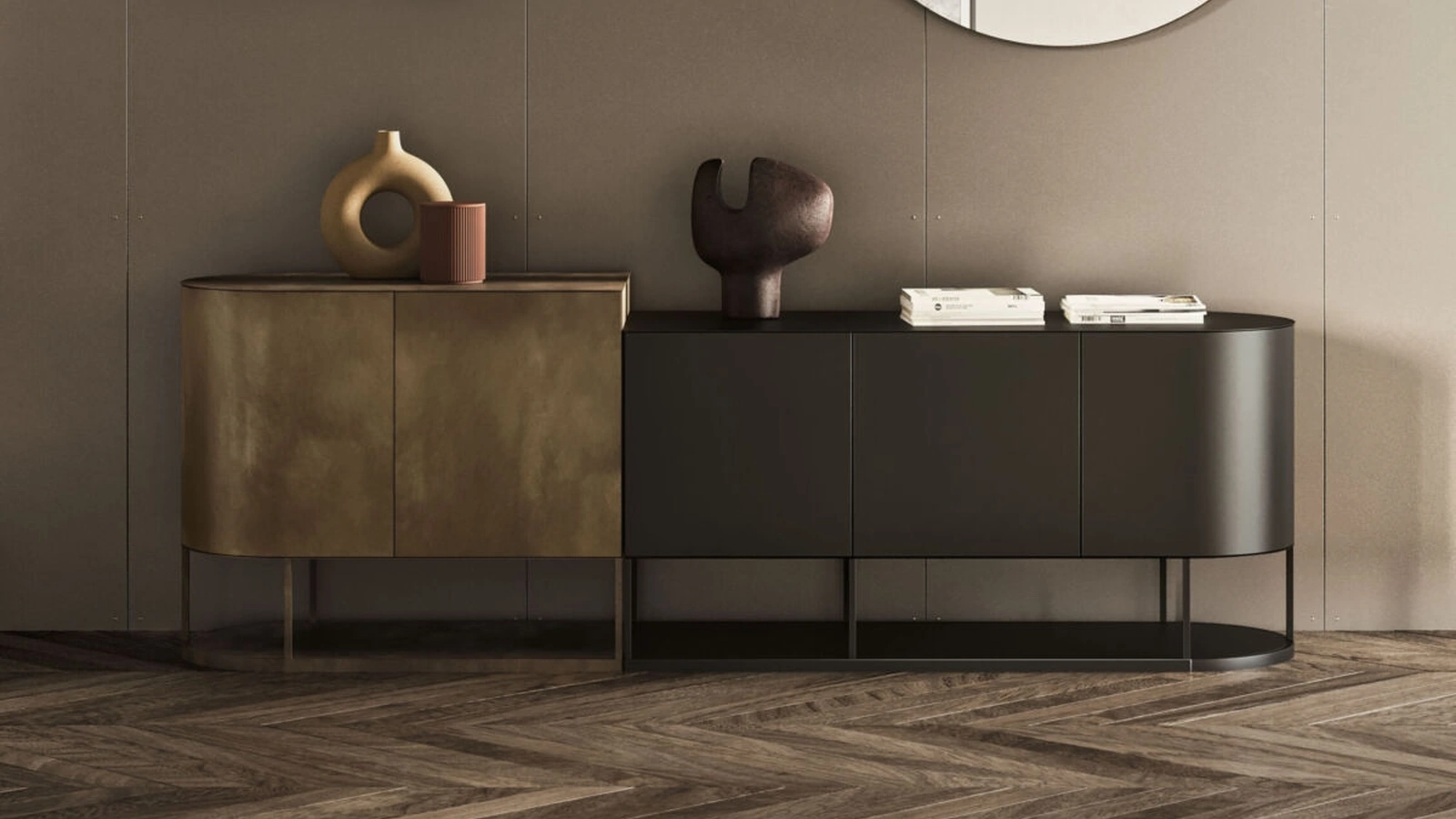 Madia Bikram in metallo e legno di Ronda Design