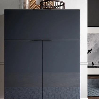 Madia Brema Alta in laccato lucido Piombo di Pianca