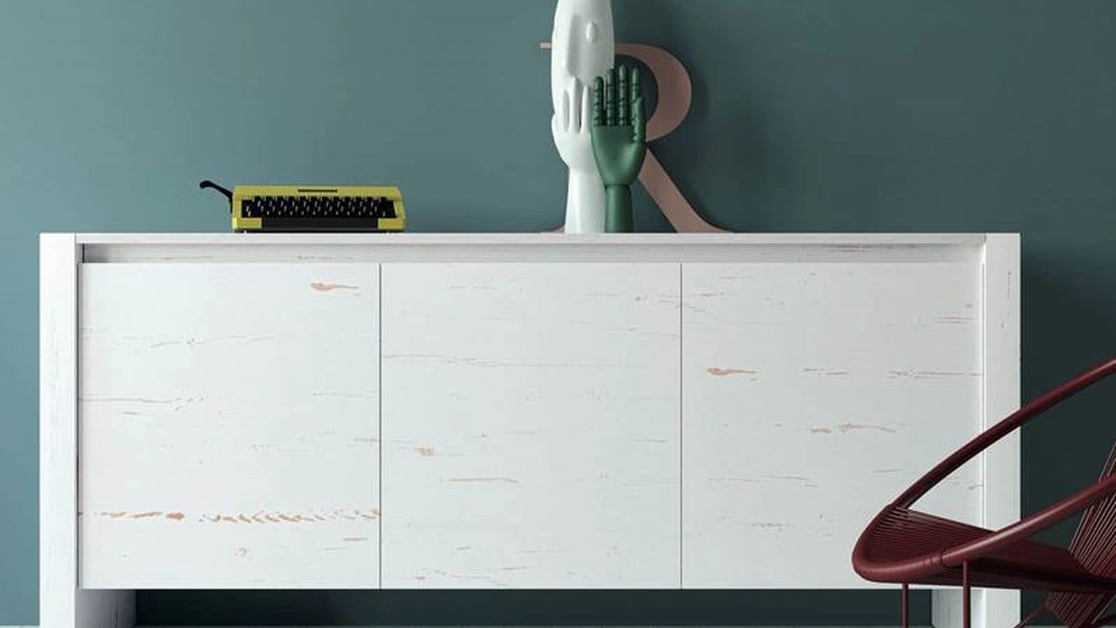 Madia Diagona Light Art 1758 in legno laccato bianco di Fratelli Mirandola