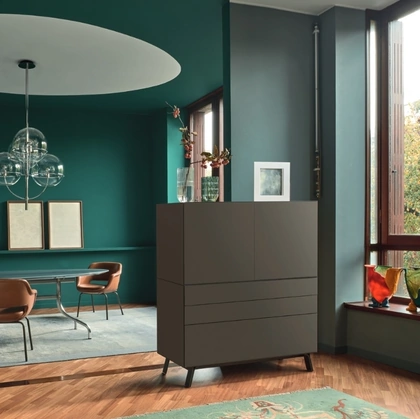 Madia Alta Domino IN 2 36I in laccato Creta opaco di Sangiacomo