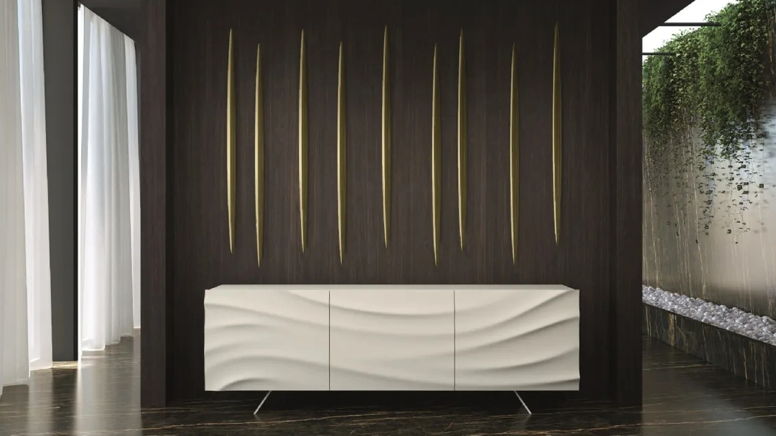 Madia Fluida Bianco a 3 ante in laccato opaco di Fratelli Mirandola