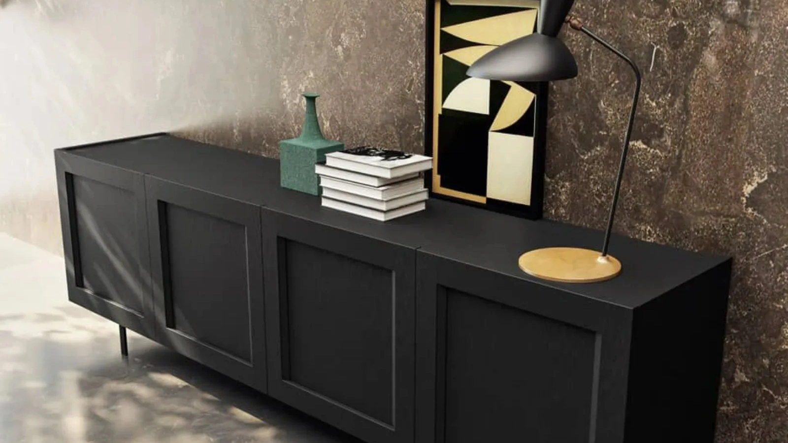 Madia Old England in legno laccato nero di Fratelli Mirandola