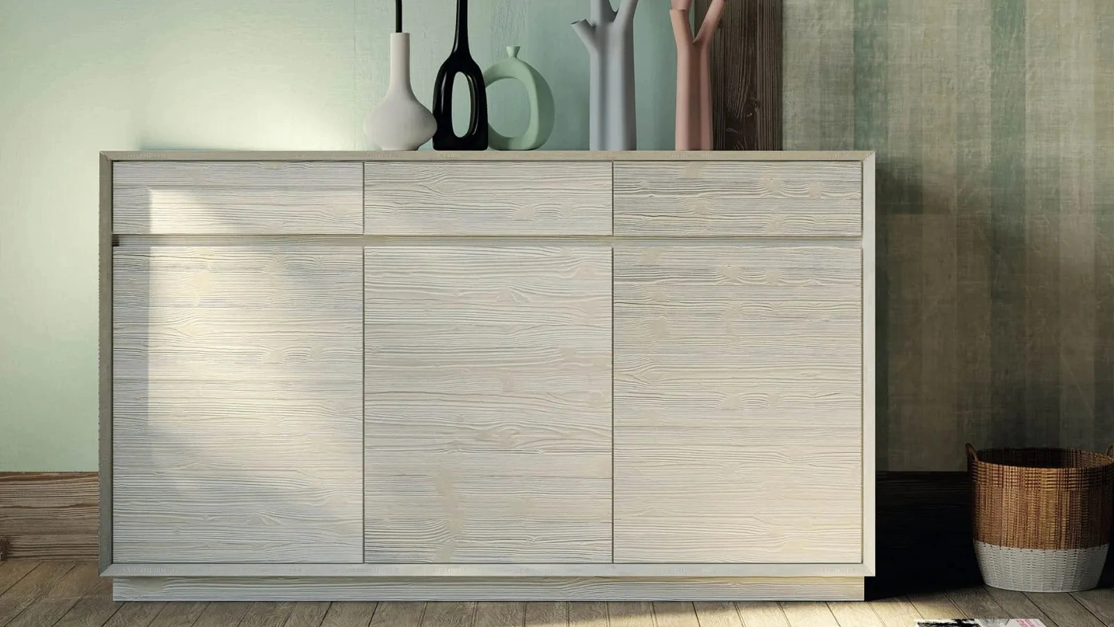 Madia Shark Art 1497|Z in legno finitura grigio baulette di Fratelli Mirandola