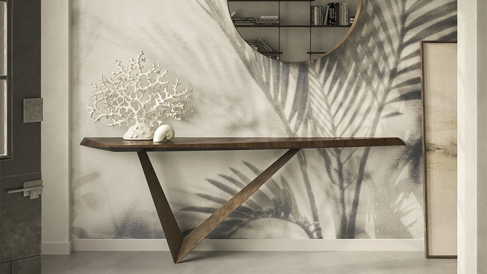 Consolle di design con top in legno e base in acciaio Varenne di Cattelan Italia