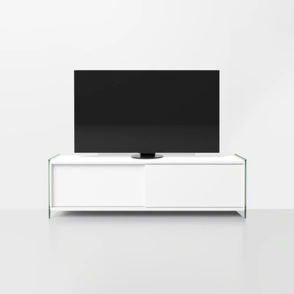 Mobile Porta Tv in laminato con fianchi in vetro temperato Byblos 02 di Pezzani