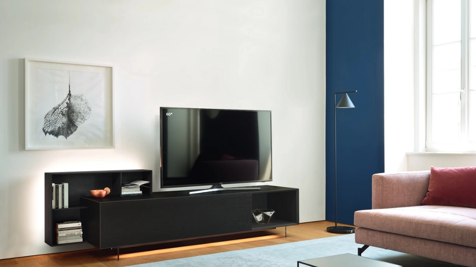 Mobile Porta Tv Domino Più 8L sx in Rovere carbone di Sangiacomo