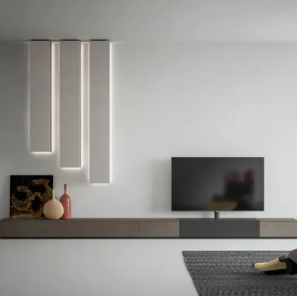 Mobile Porta Tv Base Lampo Basic 30 in laccato opaco e  Noce di Sangiacomo