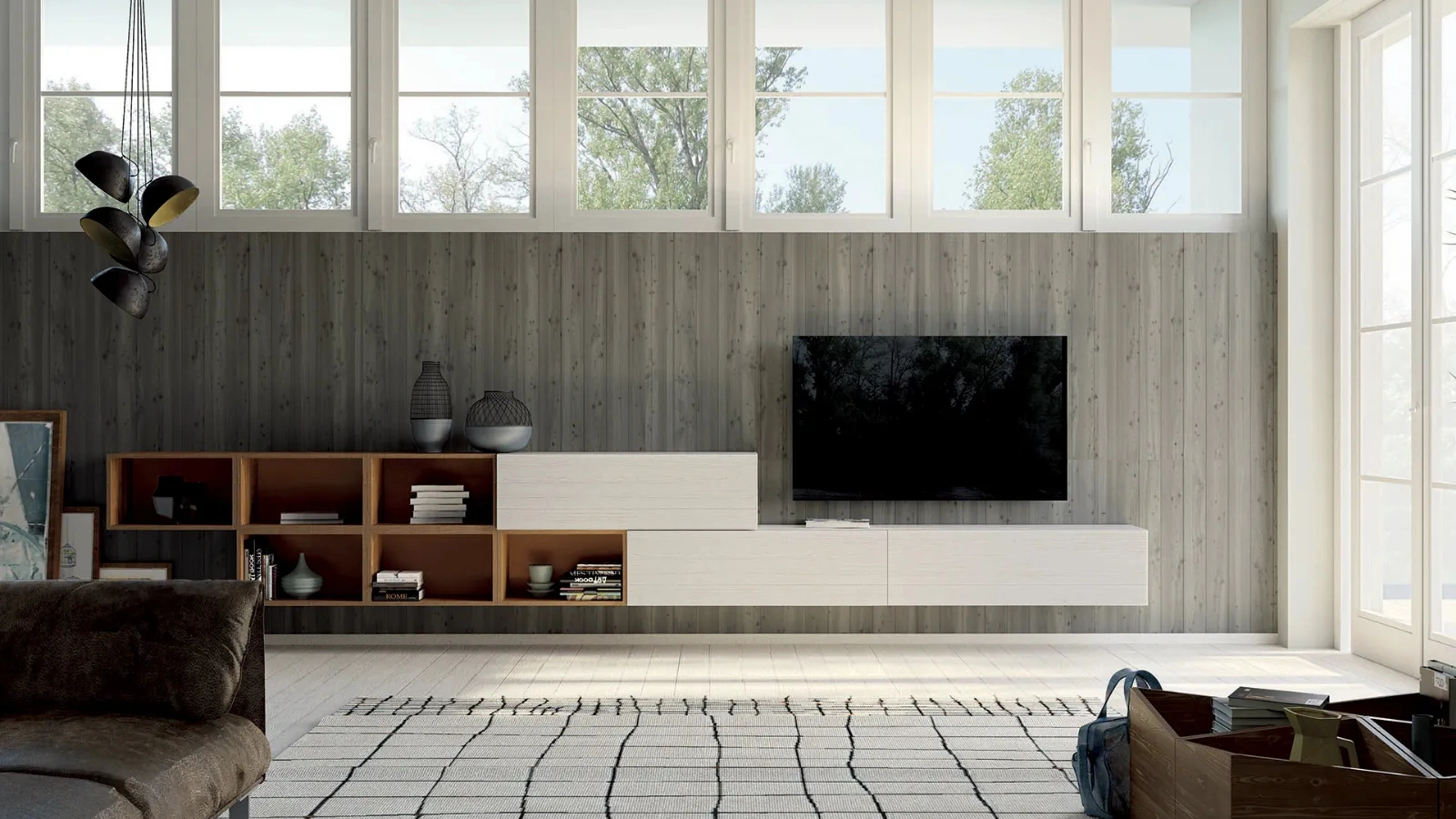 Mobile sospeso Unikawood 18 in legno laccato bianco di Fratelli Mirandola