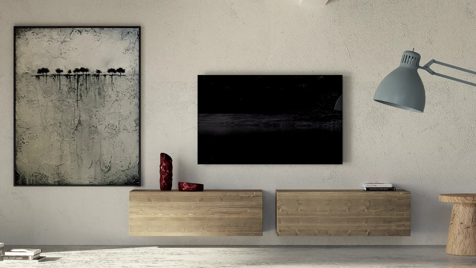 Mobile sospeso Unikawood 06 in legno, finitura tabacco di Fratelli Mirandola