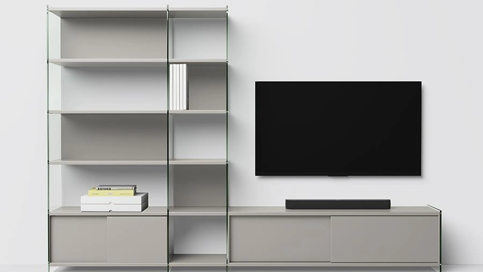 Parete Attrezzata in laminato e vetro temperato Byblos di Pezzani