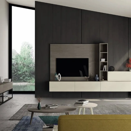 Parete attrezzata Cheba 04 in legno laccato di Fratelli Mirandola