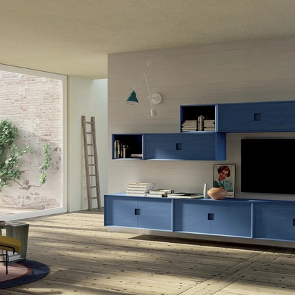 Parete Attrezzata sospesa in legno laccato Unikawood 13 di Fratelli Mirandola