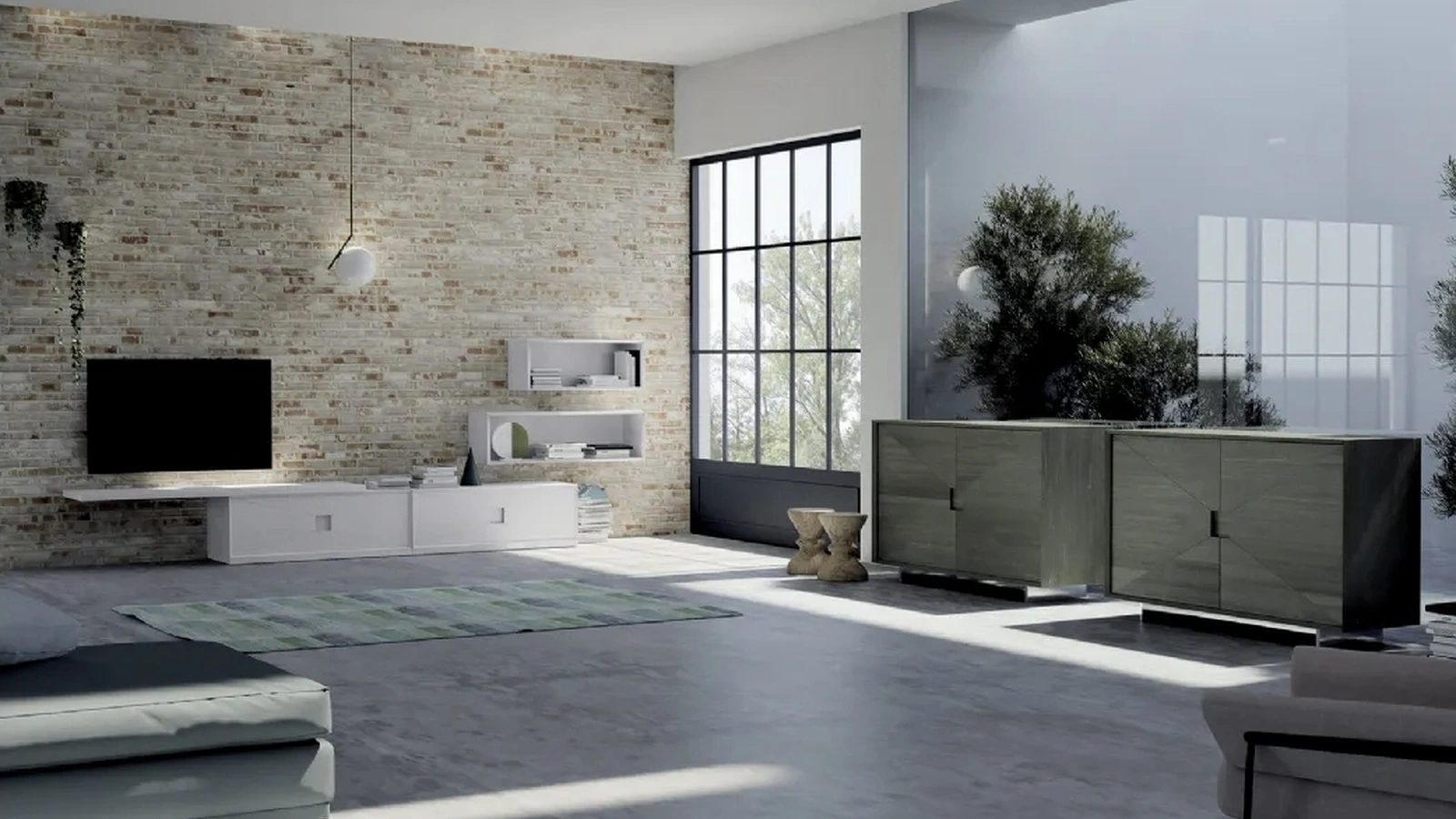 Parete Attrezzata Unikawood 15 in legno laccato bianco di Fratelli Mirandola