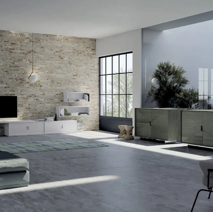 Parete Attrezzata Unikawood 15 in legno laccato bianco di Fratelli Mirandola