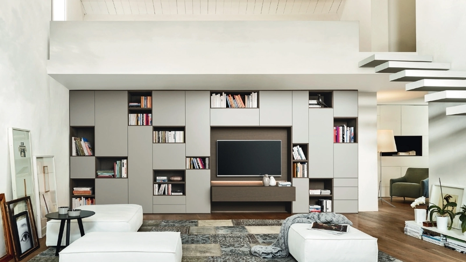 Parete Attrezzata Modo M6C67 in laccato opaco Corda di Sangiacomo