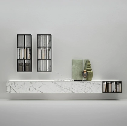 Parete Attrezzata in gres Freedhome Moduli componibili con luci di Caccaro