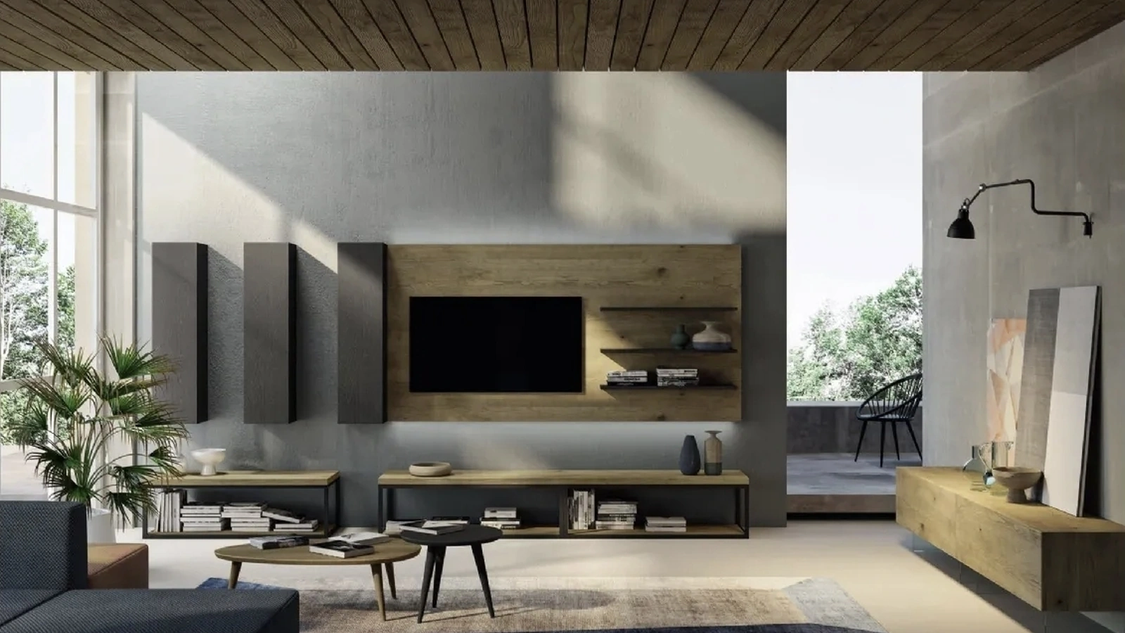 Parete attrezzata Cheba 03 in legno e metallo di Fratelli Mirandola