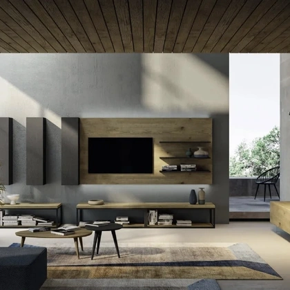 Parete attrezzata Cheba 03 in legno e metallo di Fratelli Mirandola