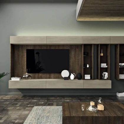 Parete attrezzata in legno di rovere Cheba 05 Fratelli Mirandola