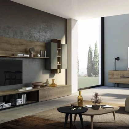 Parete attrezzata modulare in legno e metallo Cheba 06 di Fratelli Mirandola