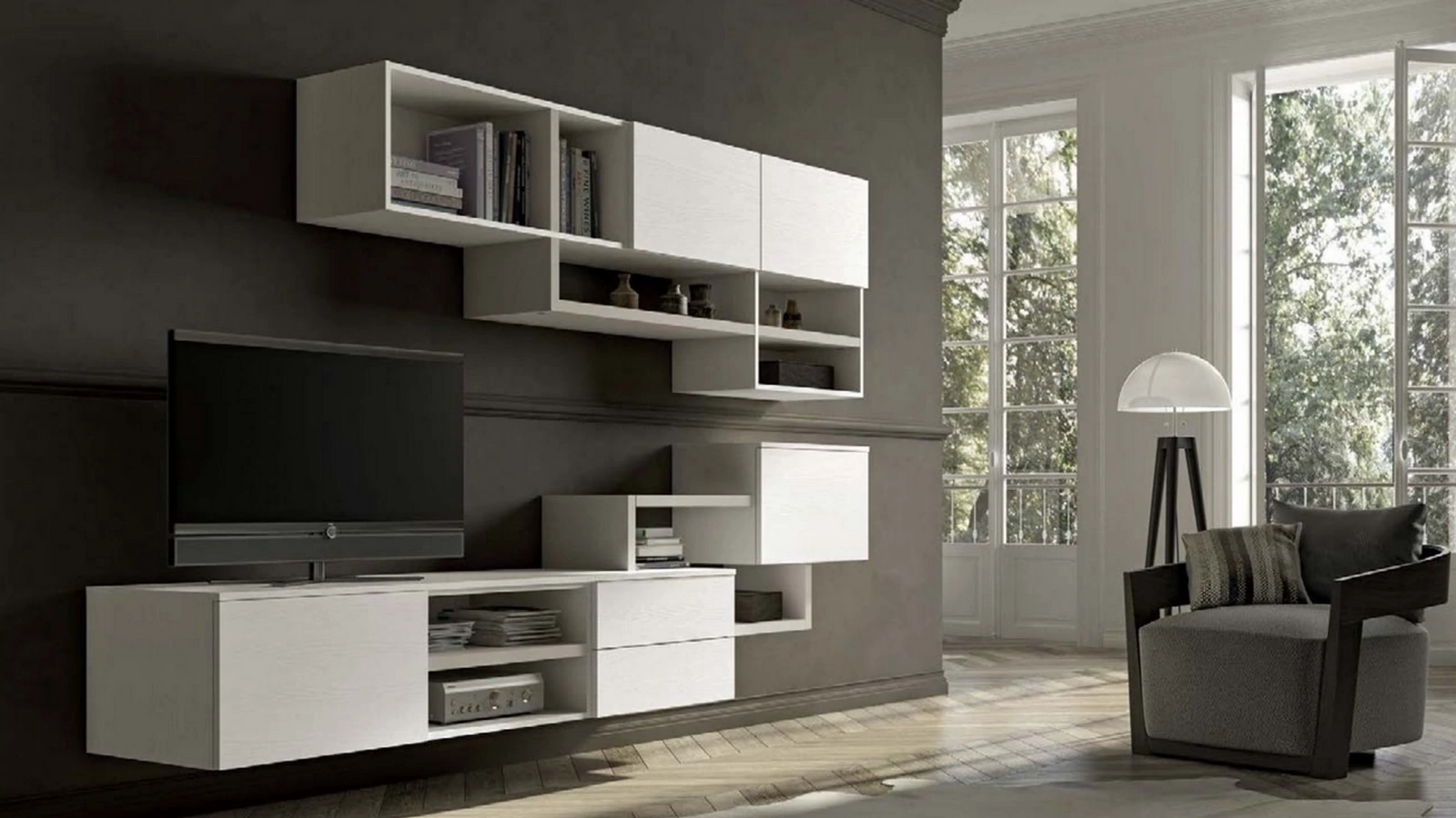 Parete attrezzata sospesa Living GF1110 di Abitare Mobilstella