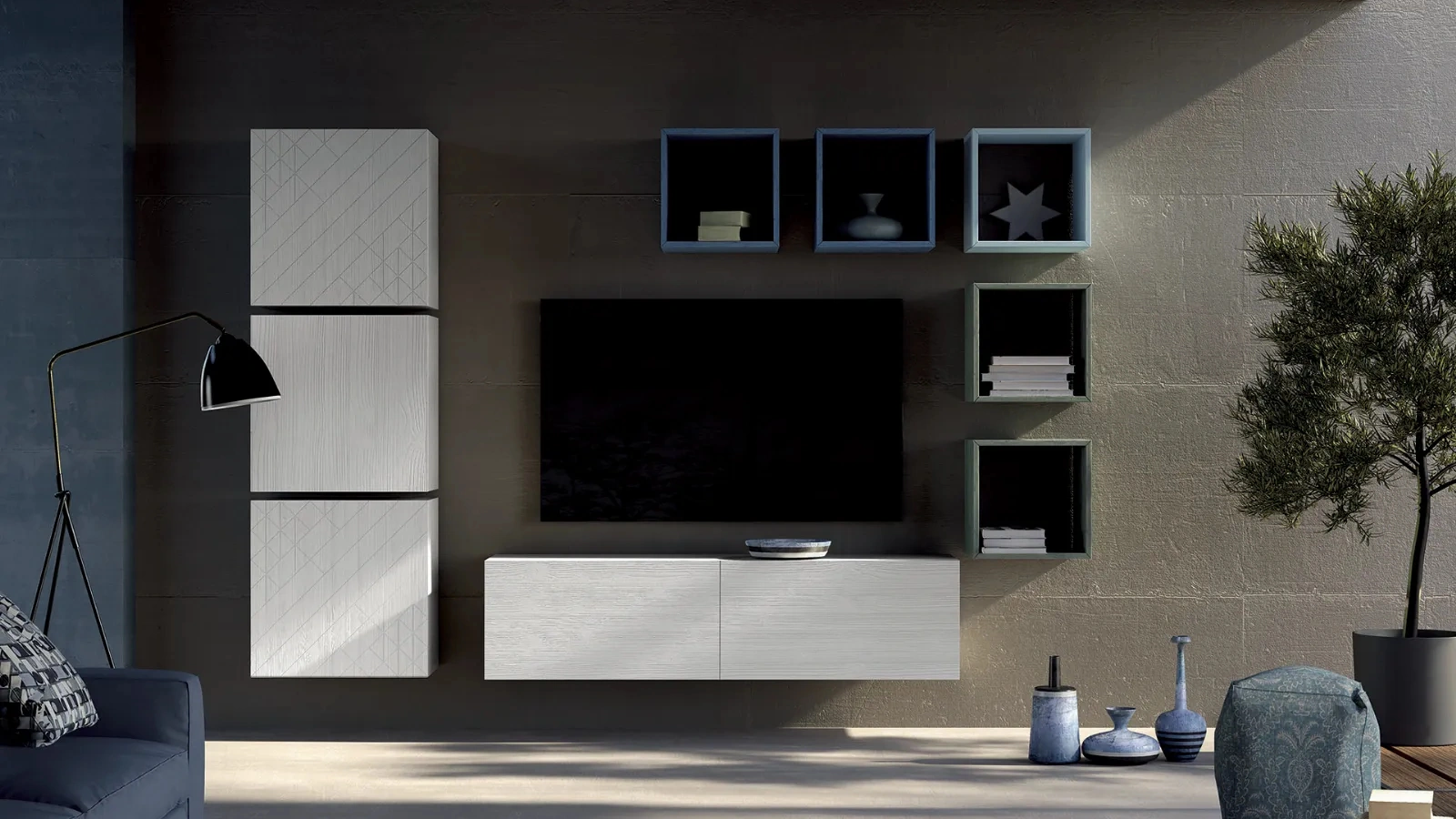 Parete Attrezzata sospesa Unikawood 08 di Fratelli Mirandola