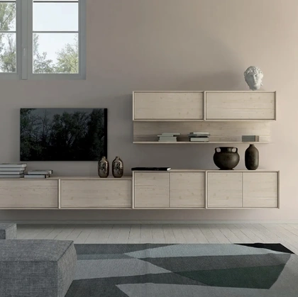 Parete attrezzata sospesa in legno Unikawood 10 di Fratelli Mirandola