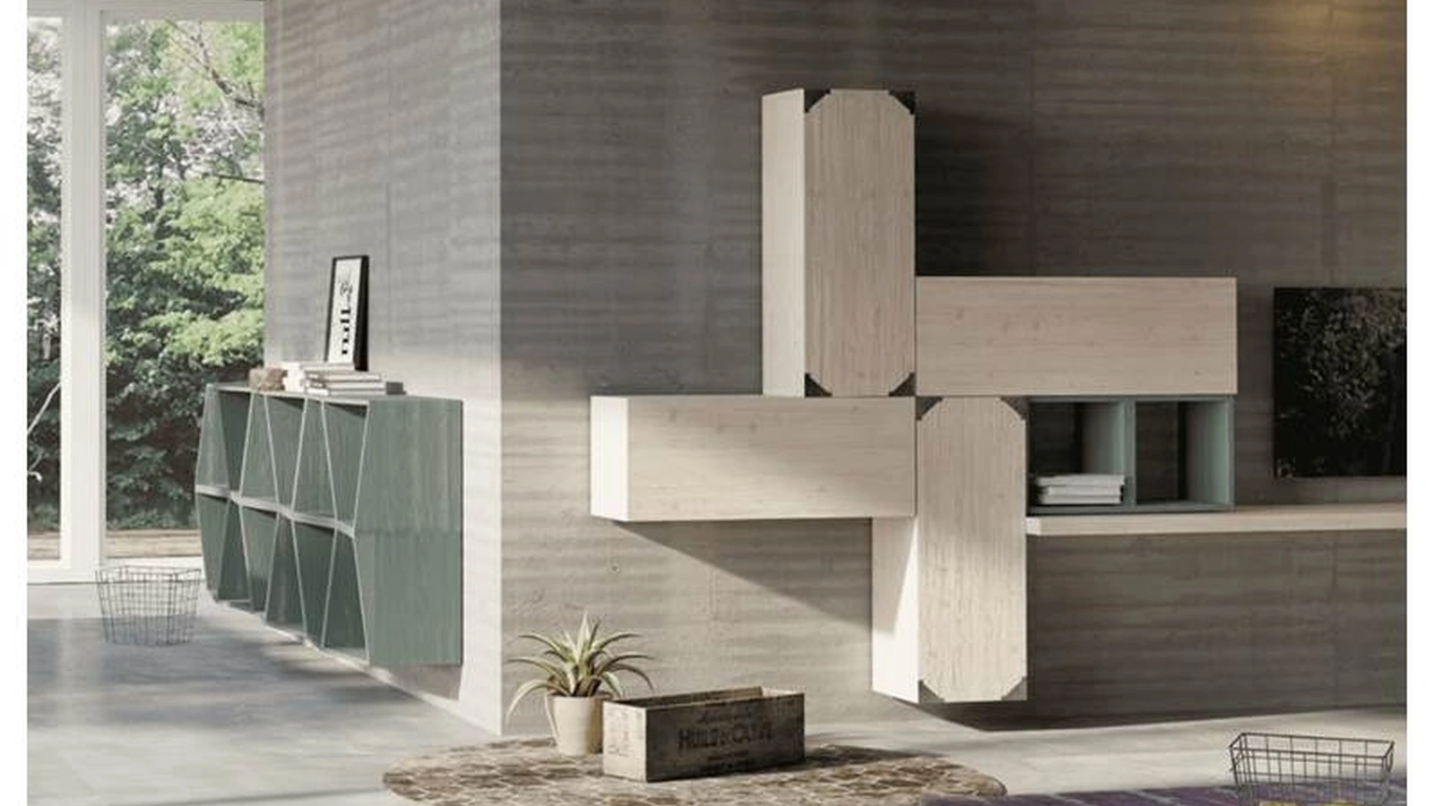 Parete attrezzata in legno Unikawood 02 di Fratelli Mirandola