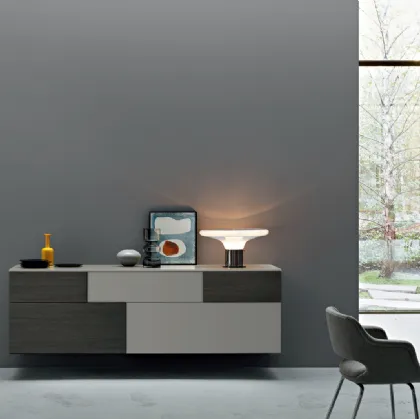 Mobile sospeso Lampo L6C10 in laccato Magnolia opaco di Sangiacomo