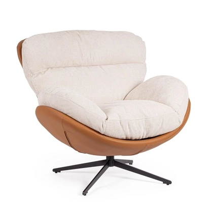 Poltrona in cuoio e tessuto Adinda di Bizzotto