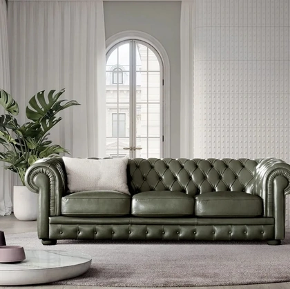 Divano lineare in pelle Alioth di Doimo Salotti