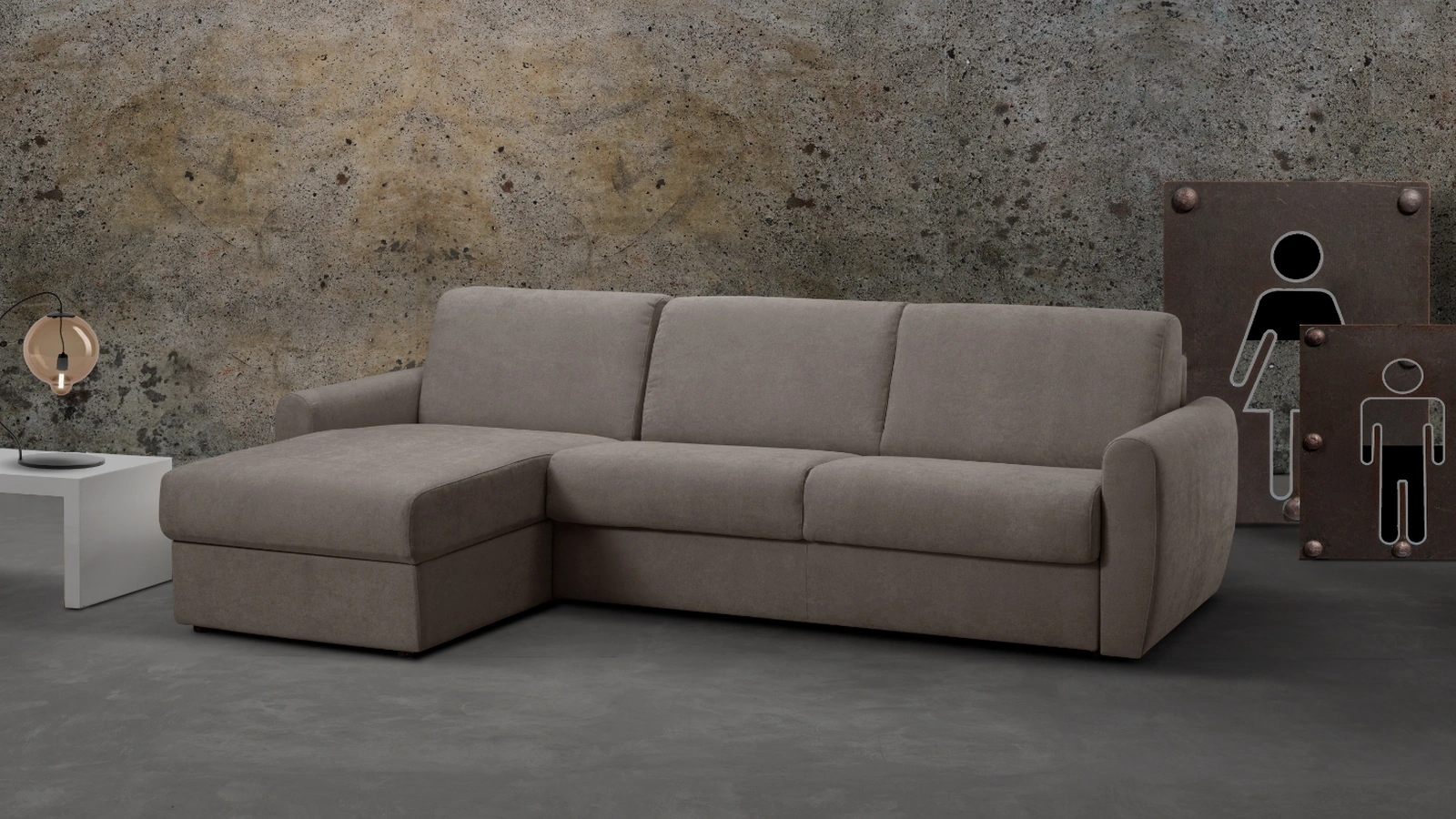 Divano Letto in tessuto con penisola Brady di Excò