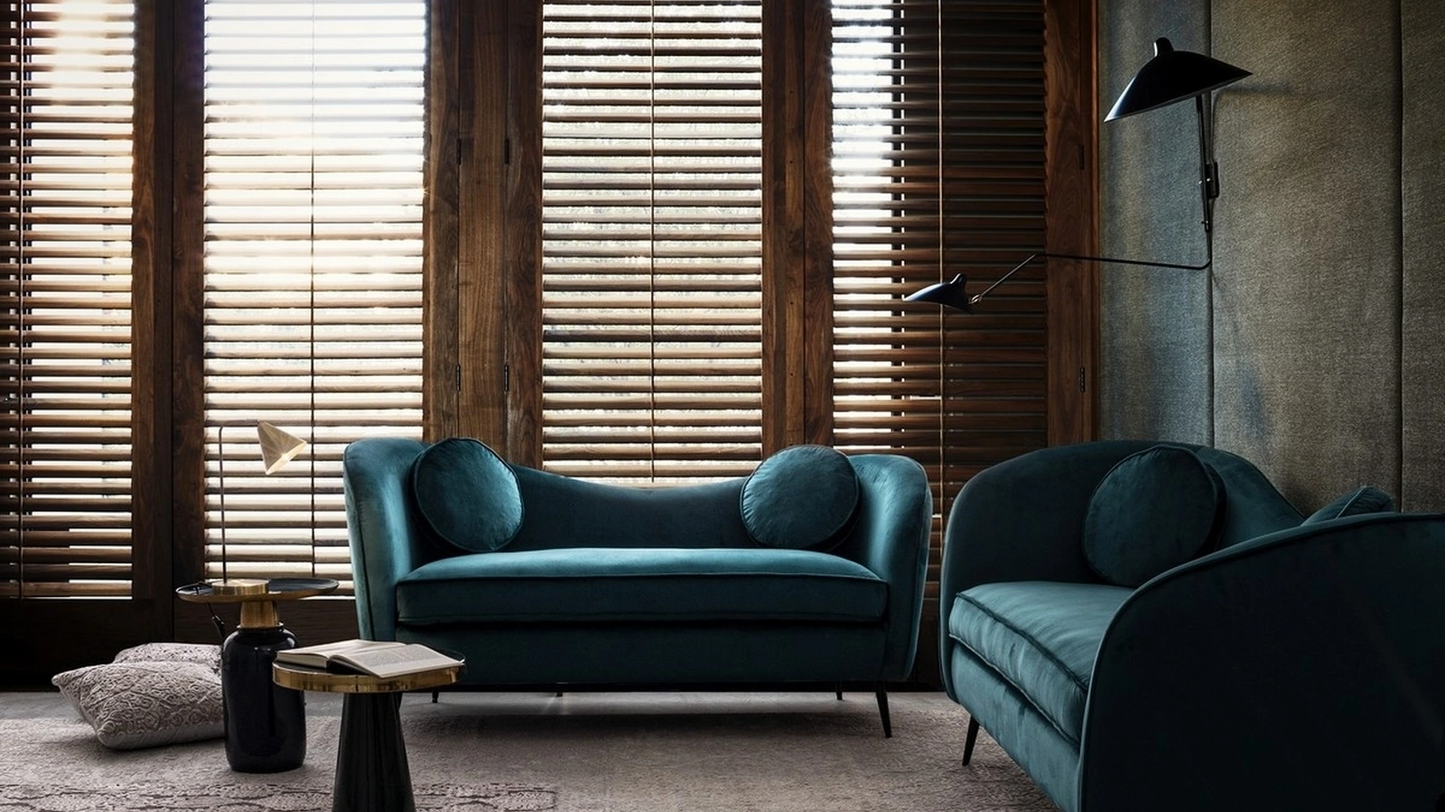 Divano lineare in velluto Candis Deep di Bizzotto