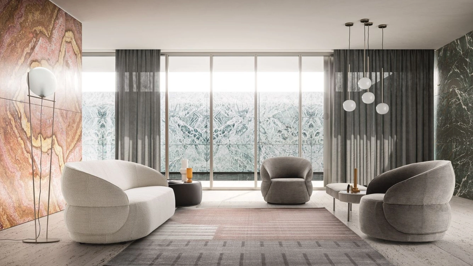 Divano lineare in tessuto Clip di Ditre Italia