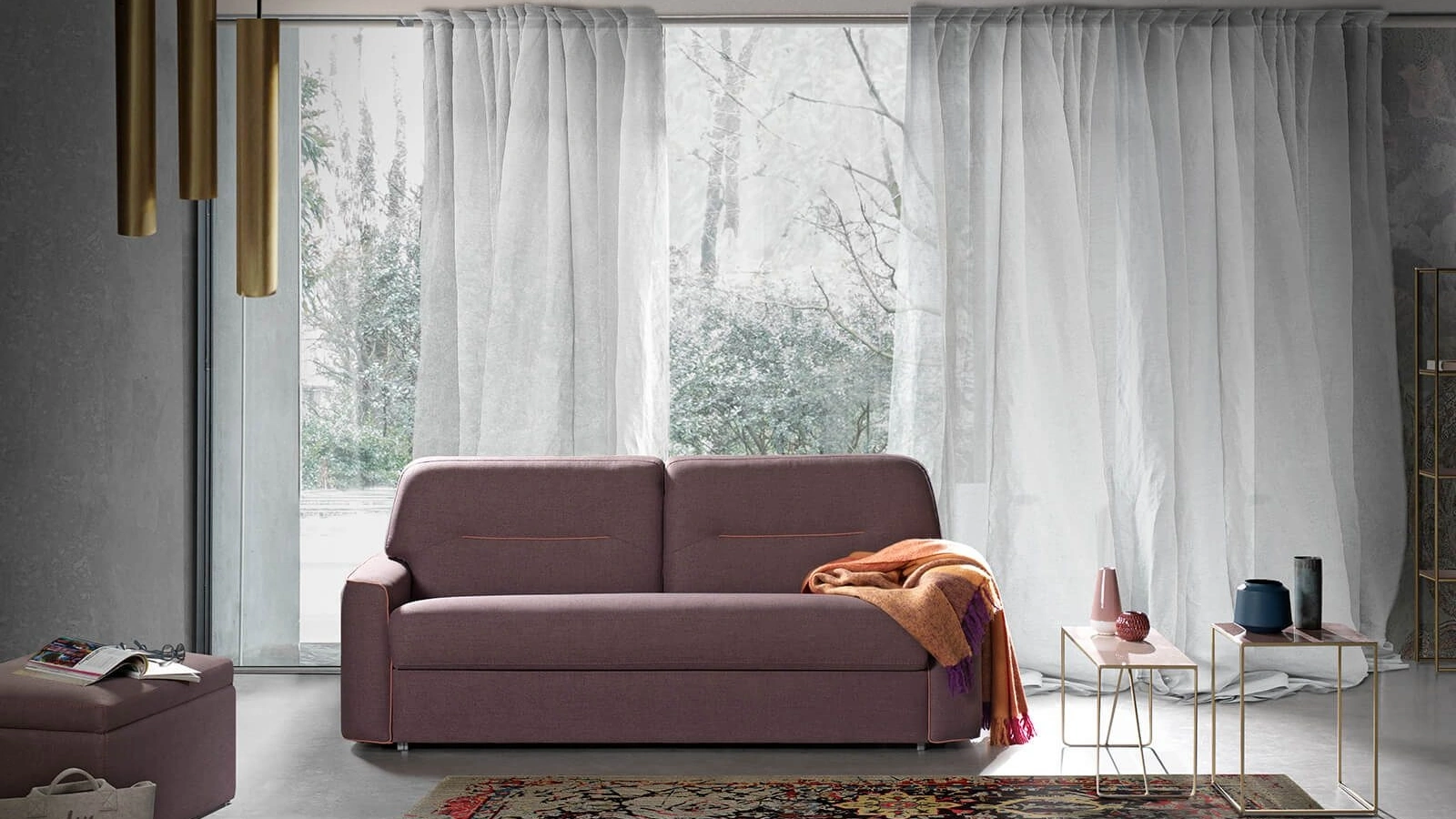 Divano Letto lineare in tessuto imbottito Extroverso di Vitarelax