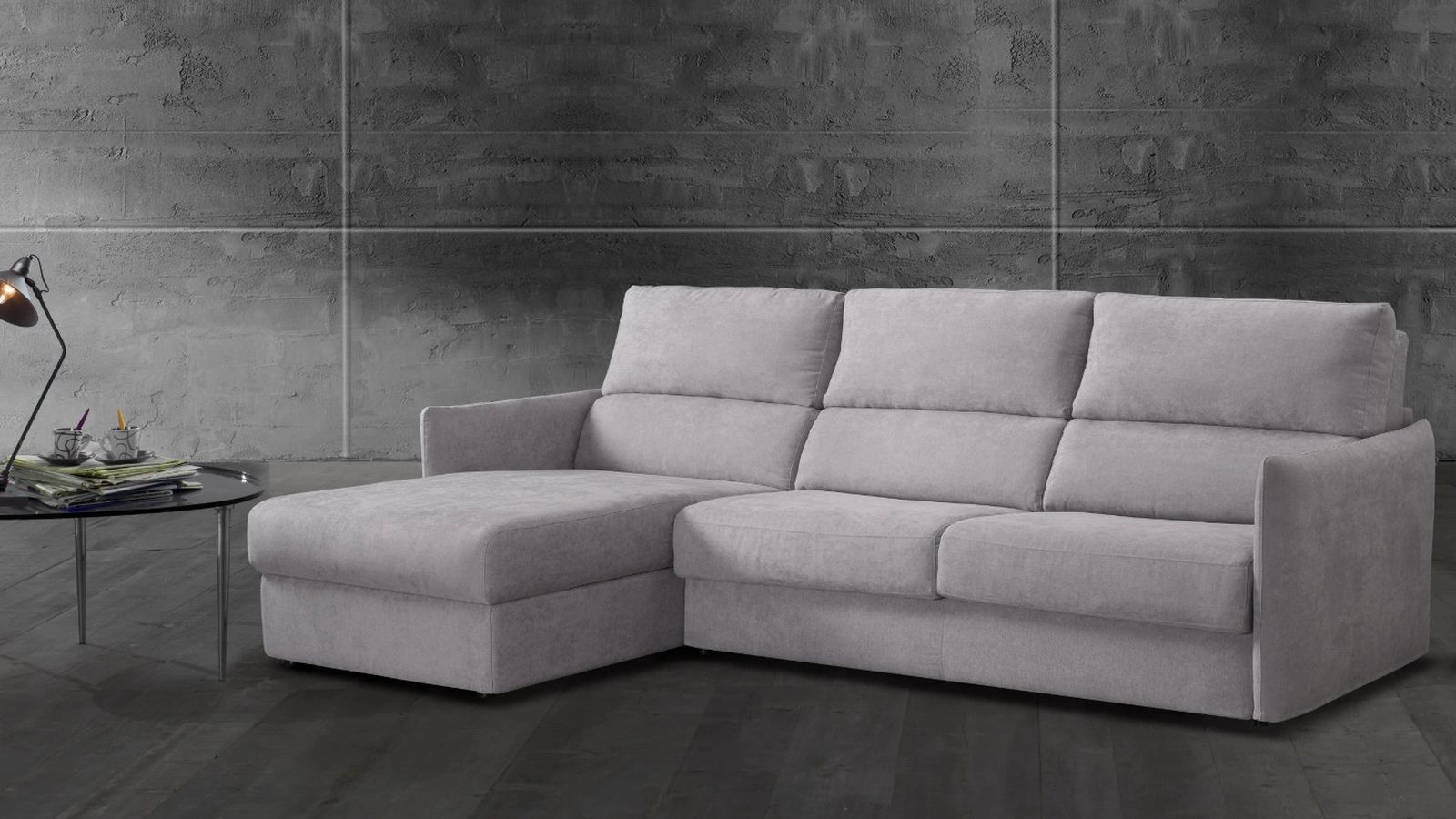 Divano Letto in tessuto con penisola Jako di Excò