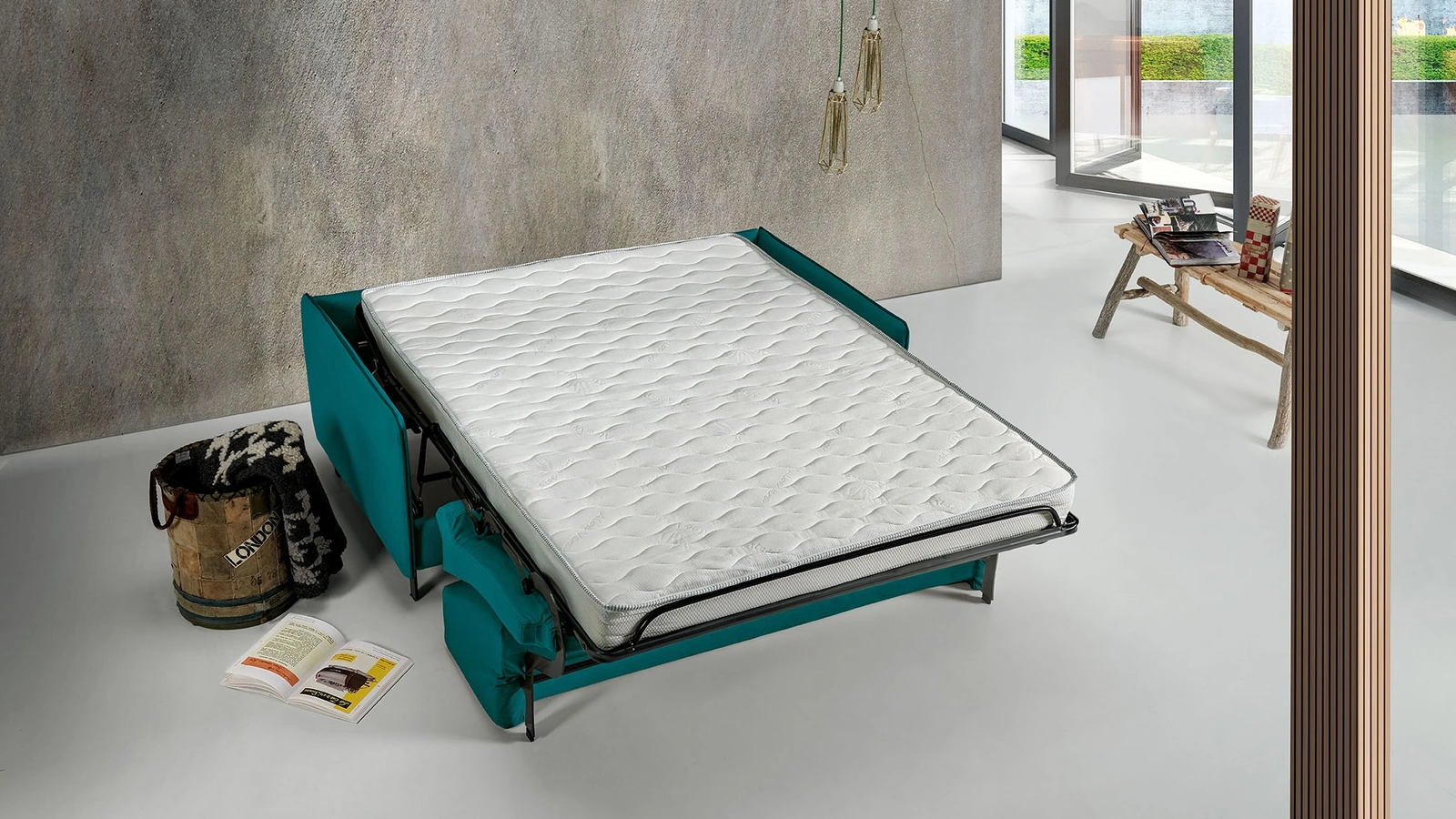 Divano Letto matrimoniale in tessuto su piedini in metallo Kuck di Excò