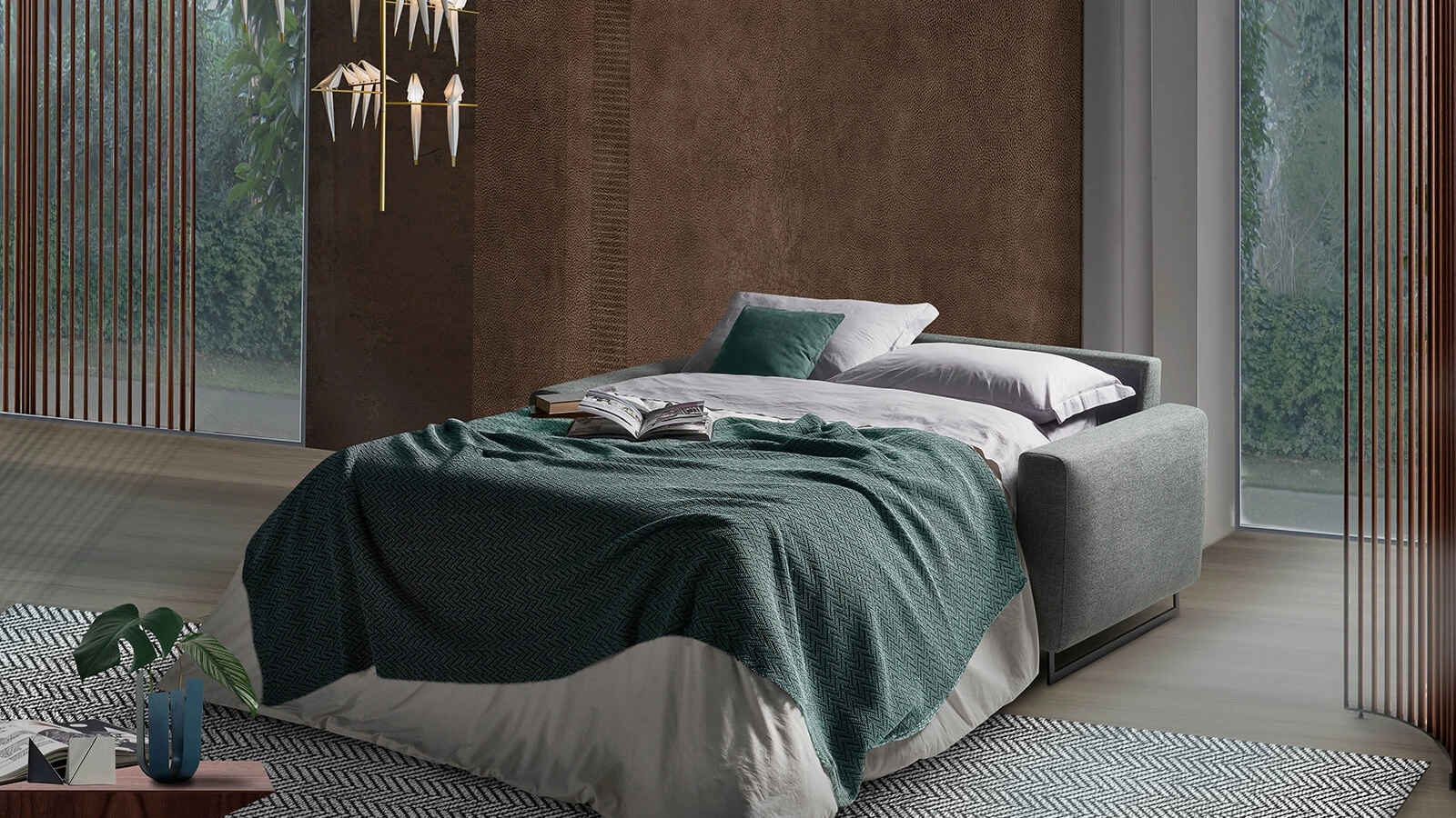 Divano Letto lineare in tessuto Oliver di Vitarelax