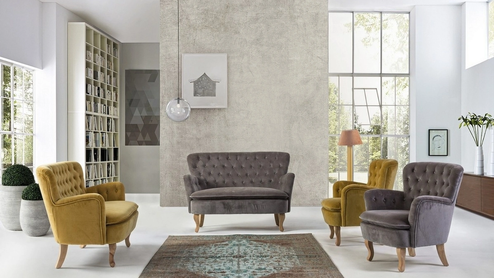 Salotto in velluto Orlins di Bizzotto